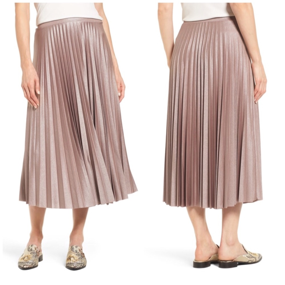 Halogen pleated midi skirt